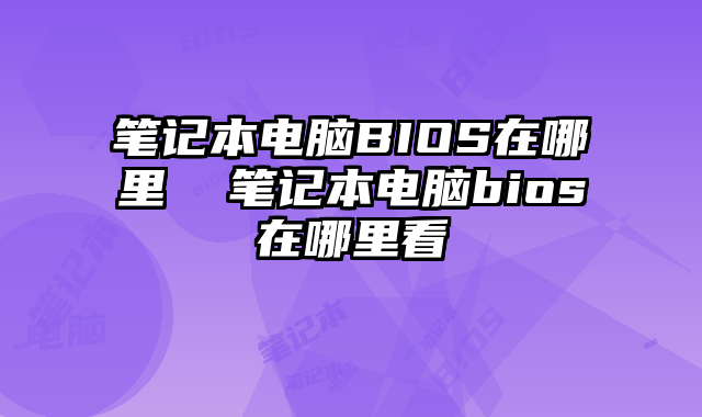 笔记本电脑BIOS在哪里  笔记本电脑bios在哪里看